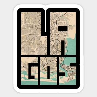 Lagos, Nigeria City Map - Vintage Sticker